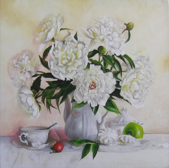 White Peonies Still life