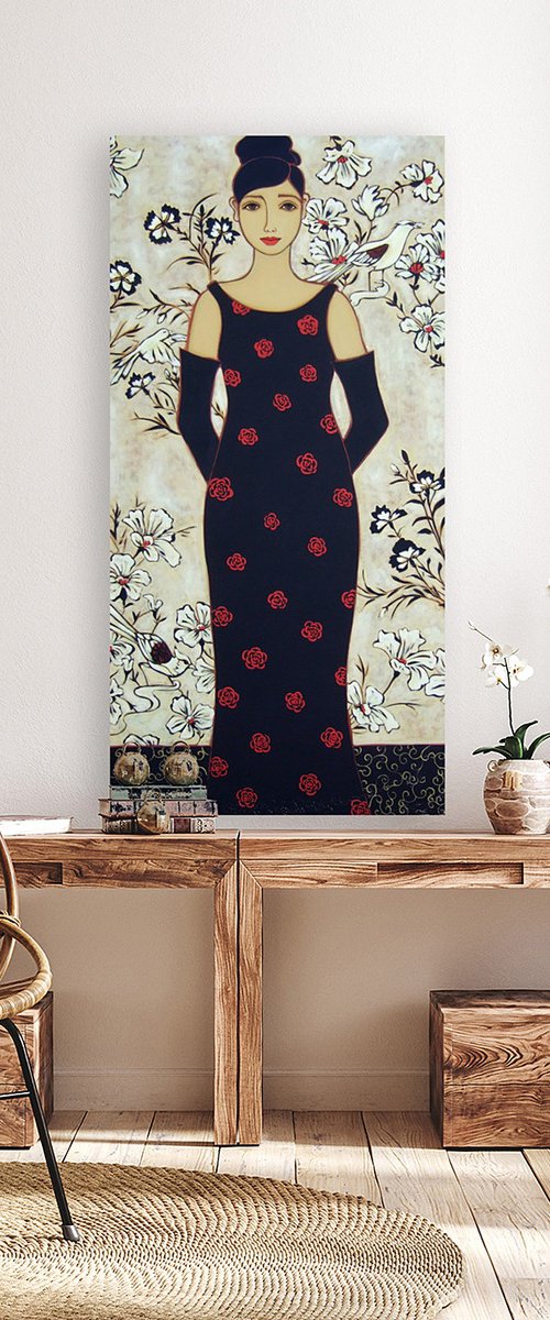 Woman with Black Dress by Karen Rieger
