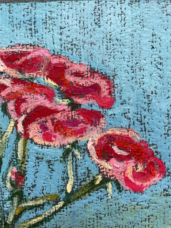 Roses Oil Pastel Painting, Flowers Original Artwork, Rose Hip Bush Drawing, Cottagecore Decor, Gifts for Her, Floral Wall Art