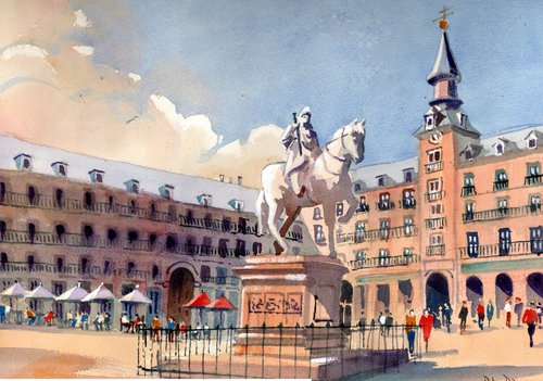 Madrid, Plaza Major, Spain. Statue of King Philip 111. by Peter Day