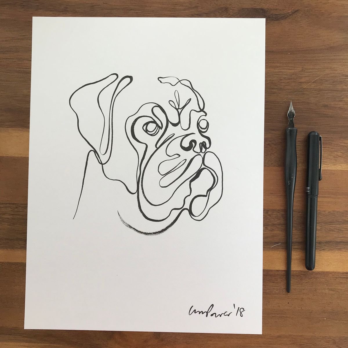 Boxer #01 - simple drawing in ink by Luci Power
