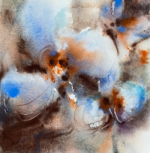 Blue flowers - watercolor sketch by Anna Boginskaia