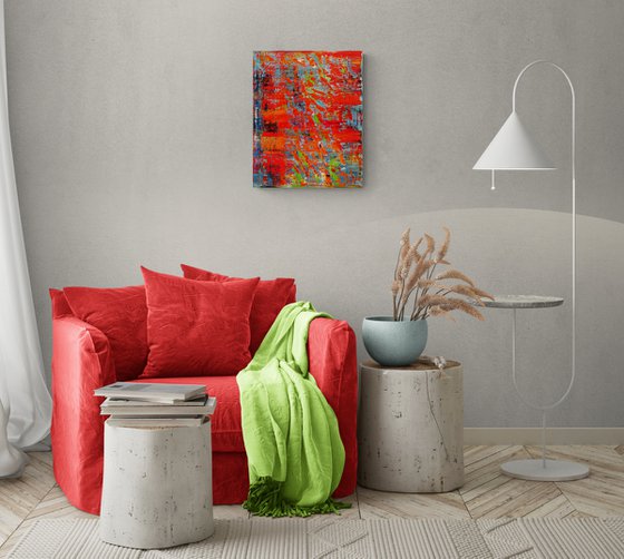 50x40 cm  Red Abstract Painting Original Oil Painting Canvas Art