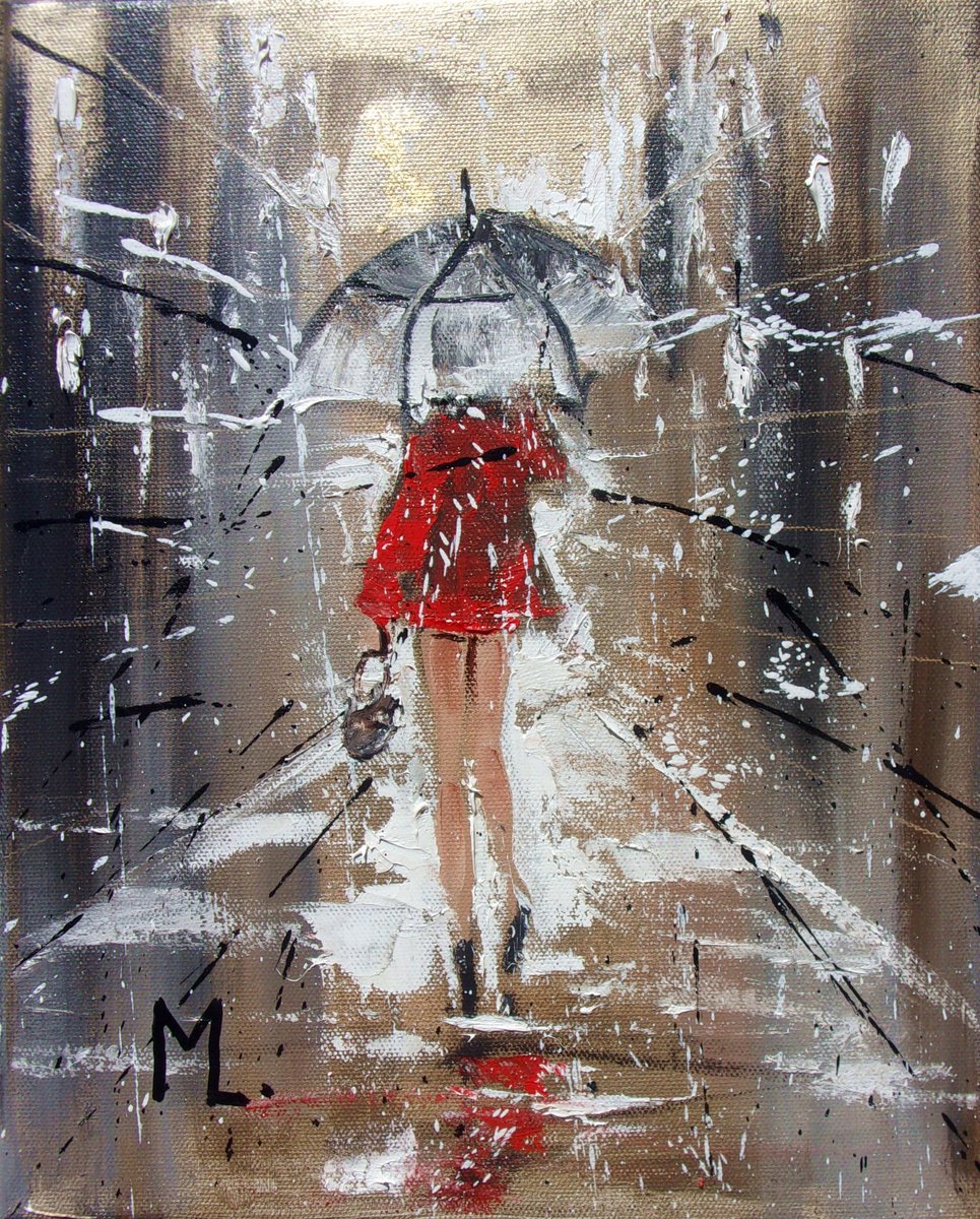 Impressionistic Cityscapes Oil Painting By Monika Luniak, 9 X 12", " May ", Original Artwork