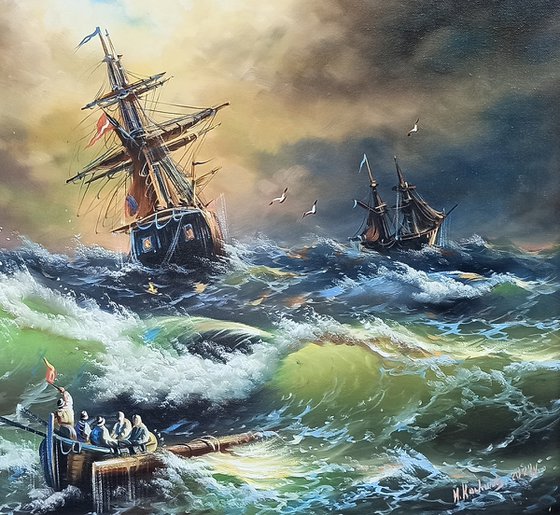 Restless sea -2 (60x90cm, oil painting)