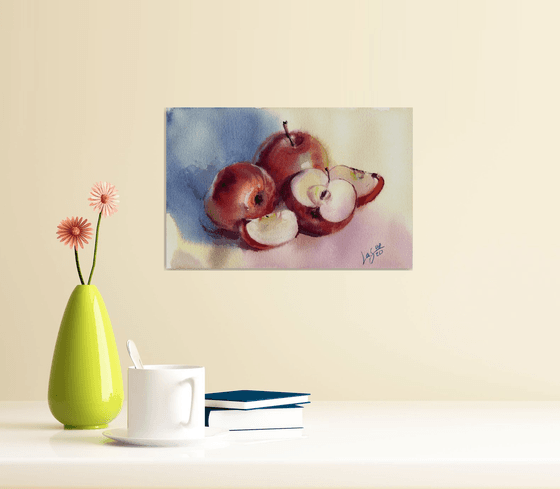 Red apples on a table