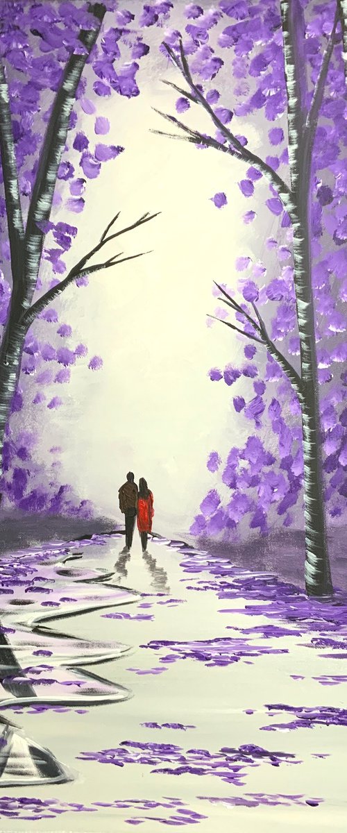 Violet Birch Tree Walk 2 by Aisha Haider