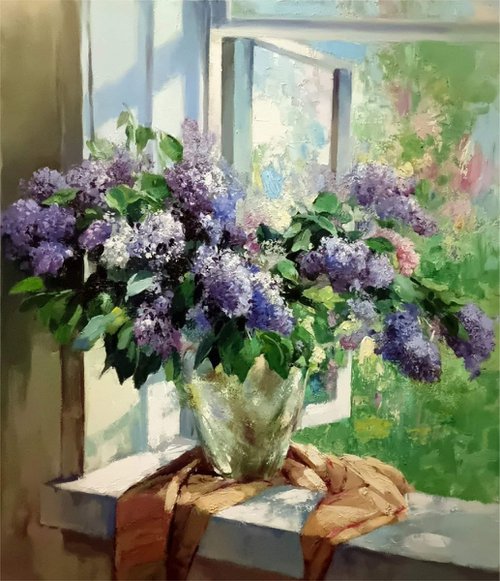 Lilacs on the Window by Yuri Pryadko