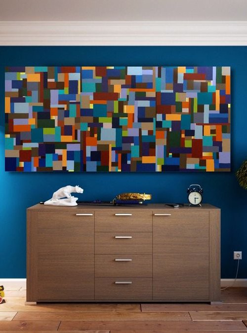 Rectangles  _ Large Abstract_150x70cm (59"x27.5") by Celine Baliguian