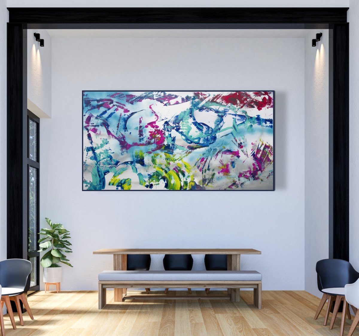 Abstract Acrylic Painting By Davide De Palma, 79 X 43, Stairway To Heaven, Original Artwork