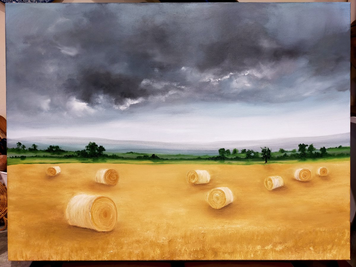 The end of the Harvest, Hay Bales on Field by Nella Alao