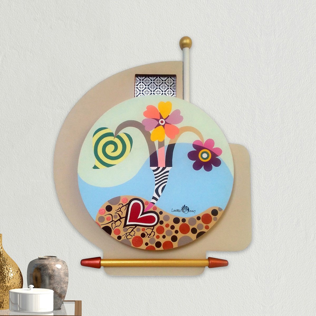 Urban And Pop Abstract Wood Sculpture By Lanre Adefioye, 22 X 27", Harvest, Original Artwork