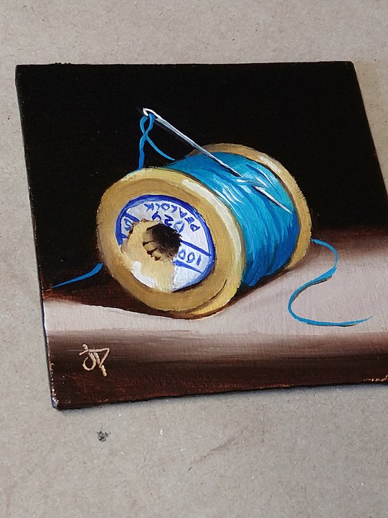 Little blue  cotton reel #3 still life