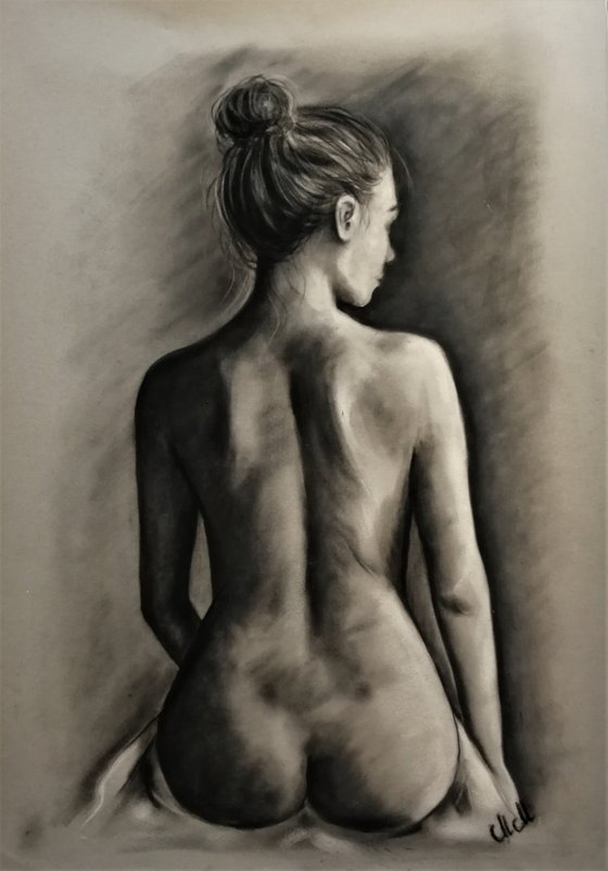Naked woman - original pastel painting
