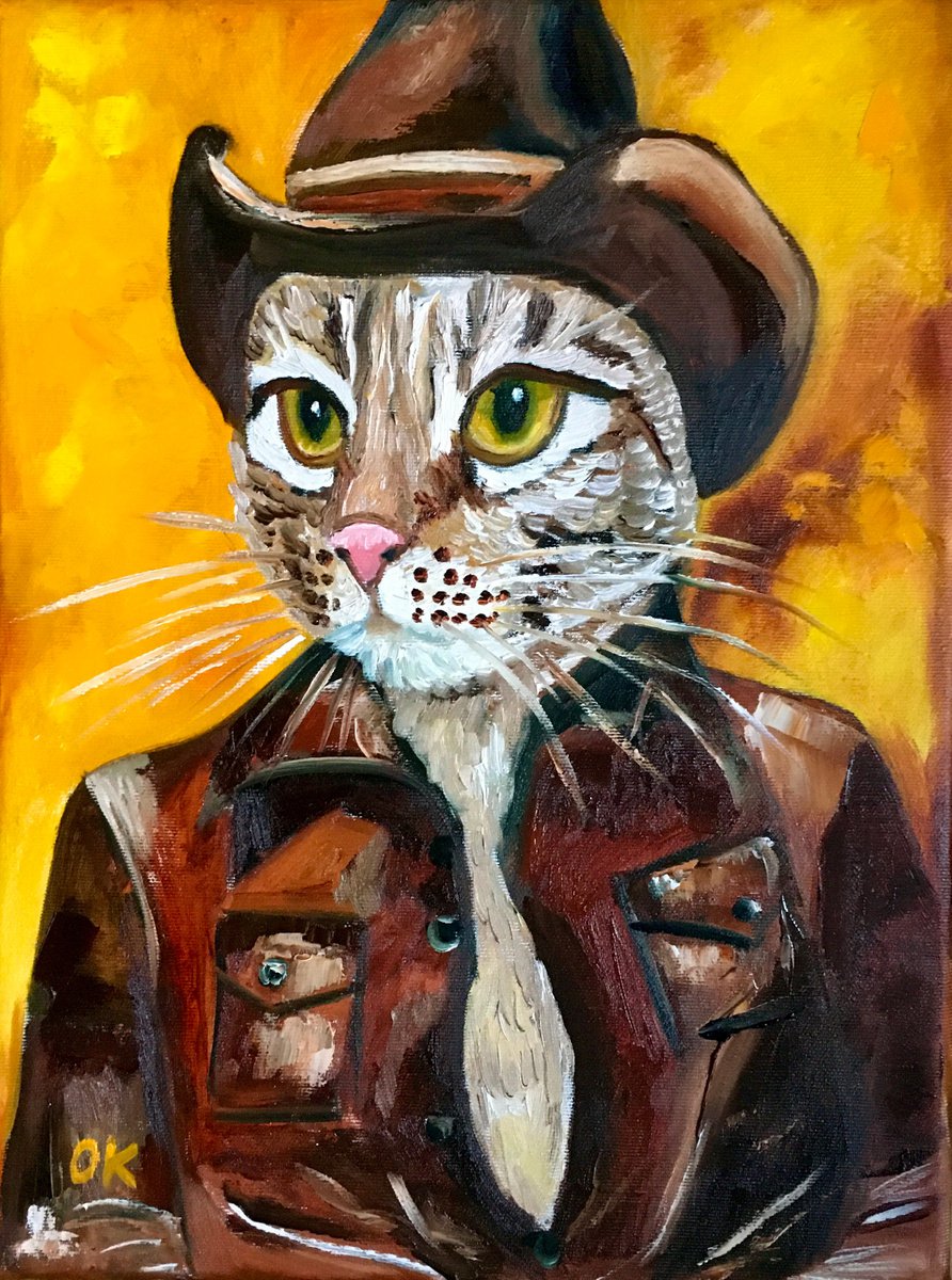 Magnificent Troy The Cat cowboy by Olga Koval