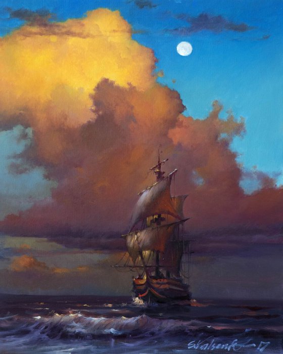 Brigantine at Sunset