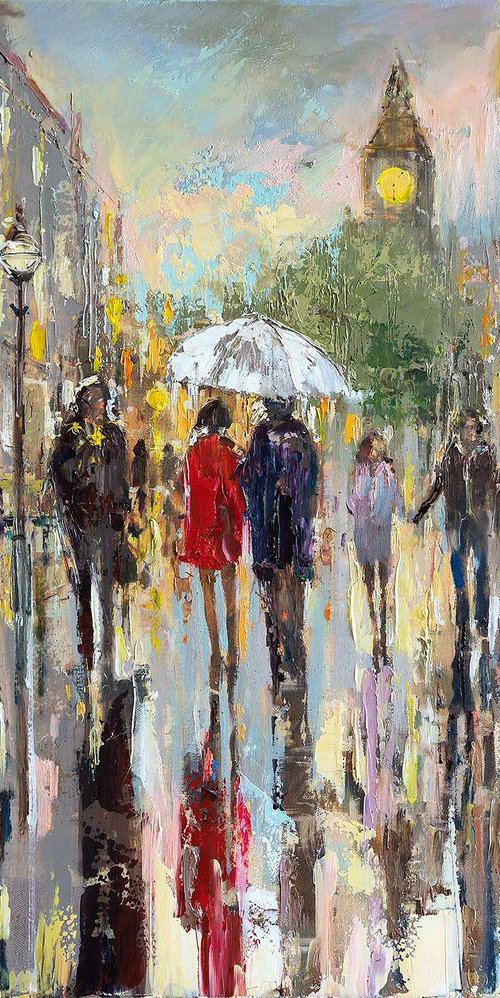 'OUT FOR A WALK' OIL PAINTING ON CANVAS, READY TO HANG by Ewa Czarniecka