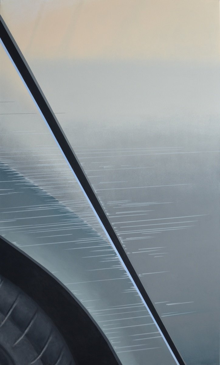 Photorealistic Abstract Acrylic Painting By Wojciech Sumara, 47 X 79", Bodywork Scratch I, Original Artwork