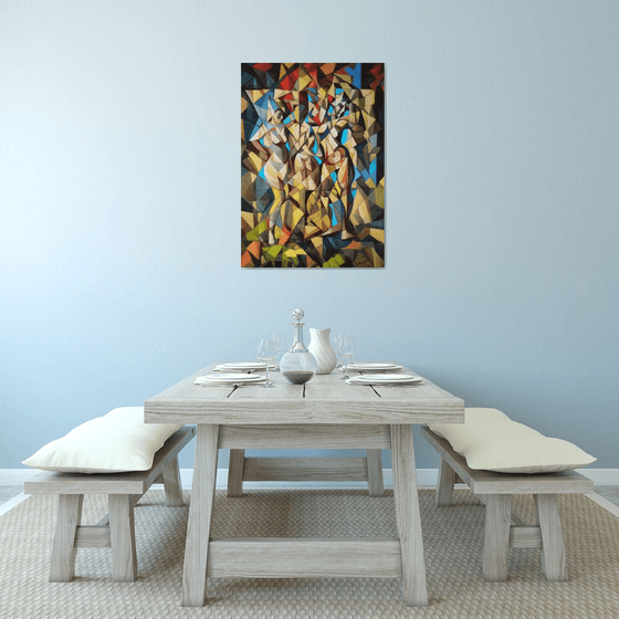 Checkroom(70x100cm, cubism, oil painting, ready to hang)