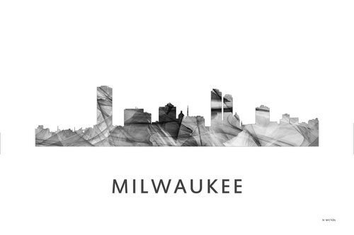 Milwaukee Wisconson Skyline WB BW by Marlene Watson