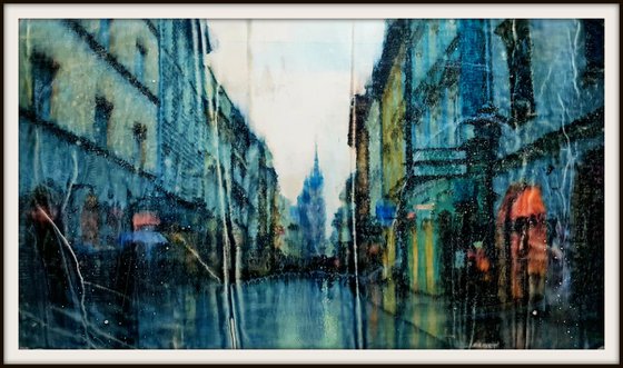 Krakow (n.330) - 85 x 48 x 2,50 cm - ready to hang - mix media painting on stretched canvas