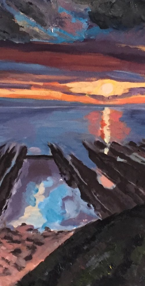 'Sunset over The West Braes, Pittenweem, Fife' by Stephen Howard Harrison