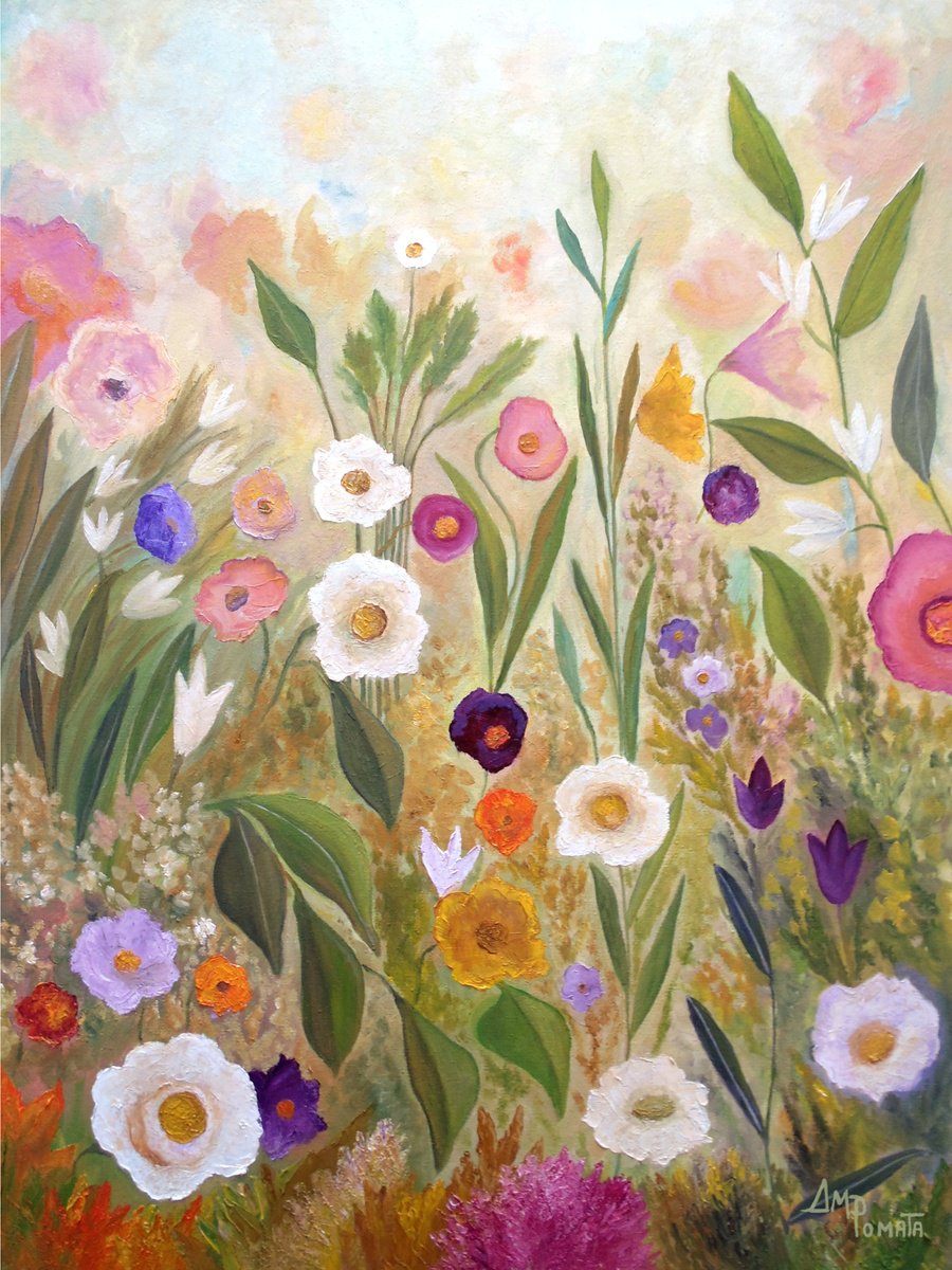 Impressionistic Landscape Oil Painting By Angeles M. Pomata, 18 X 24, Waking Up To The Light, Original Artwork