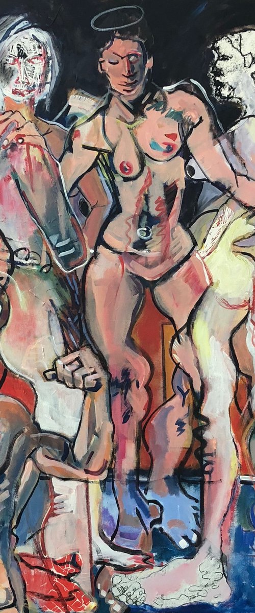 one's a crowd (at the gates) by Sandy Kendall BA hons Painting