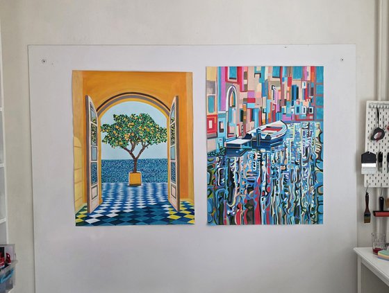 Seascape with lemon tree