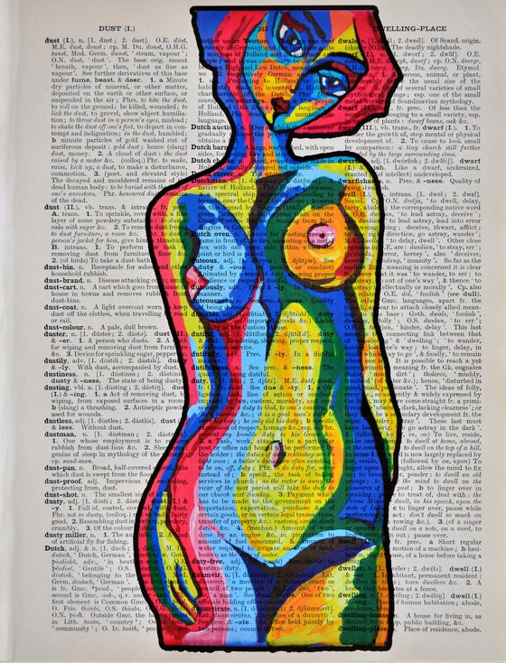 Picasso Women - Collage Art on Large Real English Dictionary Vintage Book Page