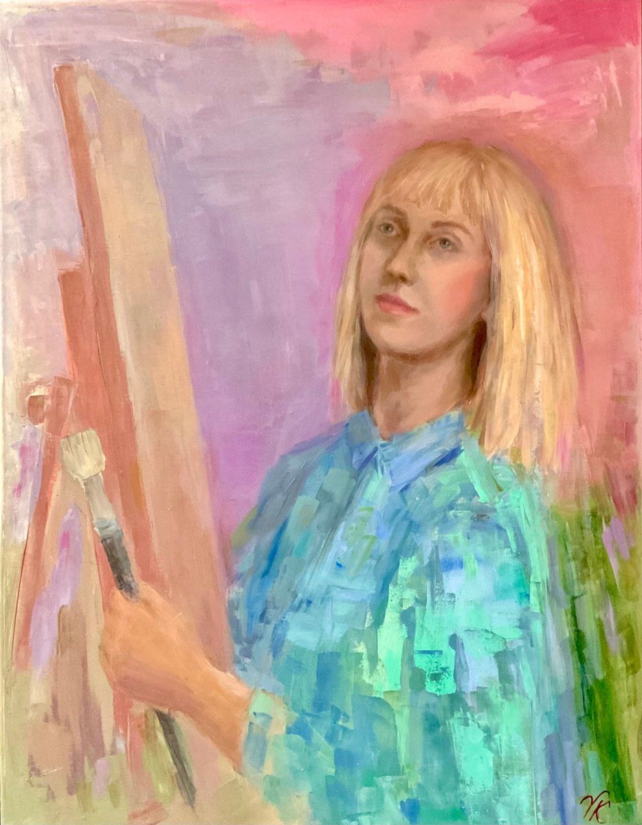 Impressionistic Portrait Oil Painting By Vera Klimova, 23 X 30", I Am, Original Artwork