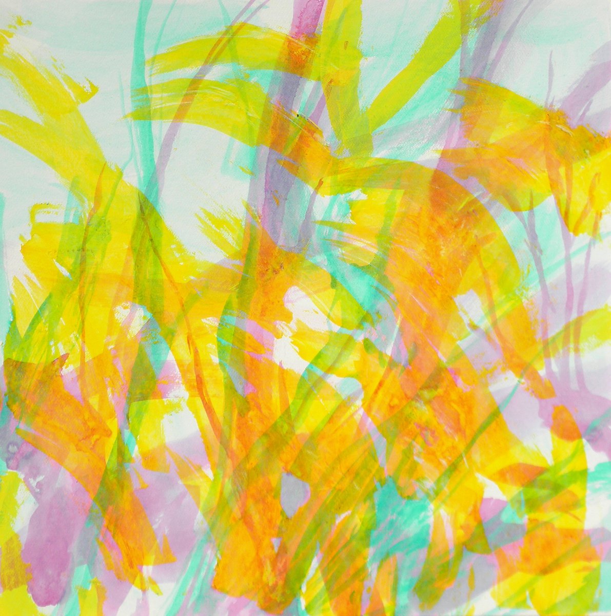 Abstract Acrylic Painting By Fabienne Monestier, 28 X 28, Nature In Soft Tones, Original Artwork