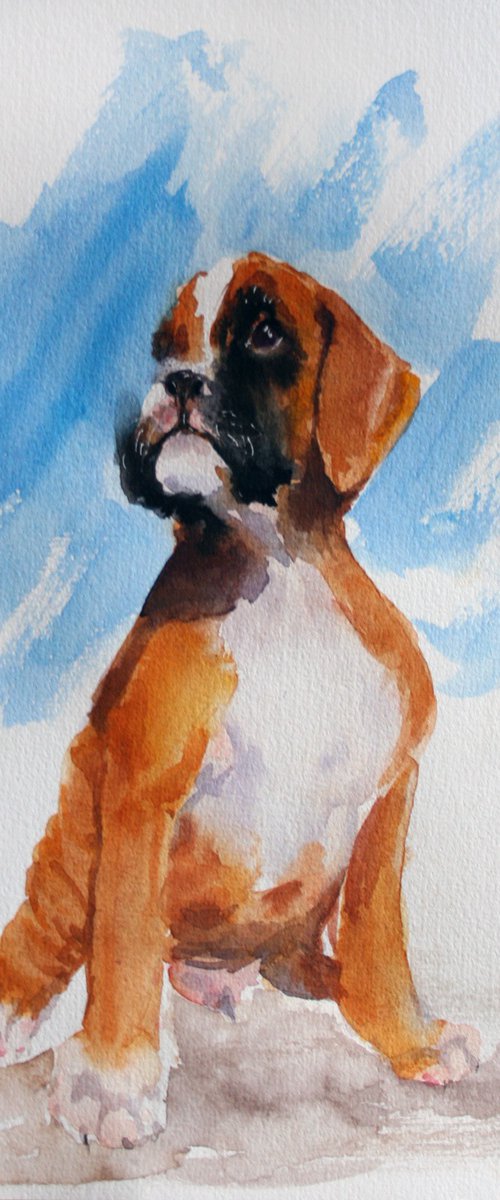 Dog I.. 8 X 11'' / FROM THE ANIMAL PORTRAITS SERIES / ORIGINAL PAINTING by Salana Art