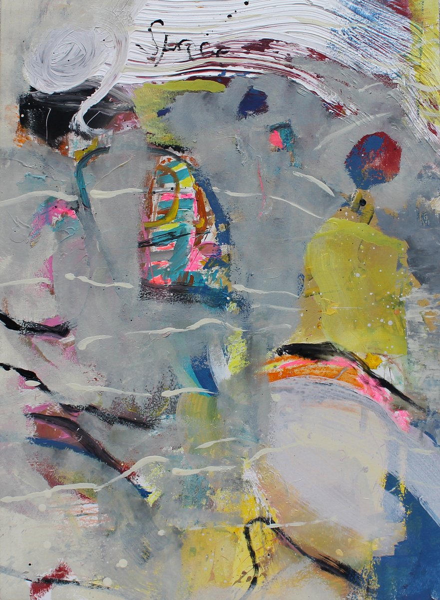 Expressive Abstract Acrylic Painting By Sergiy Dekalyuk, 28 X 37", Melody Of The First Snow, Original Artwork