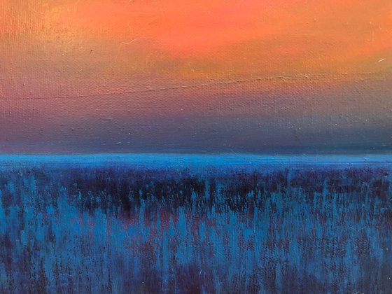 Almost Dusk...original painting oil on canvas cloudscape peaceful