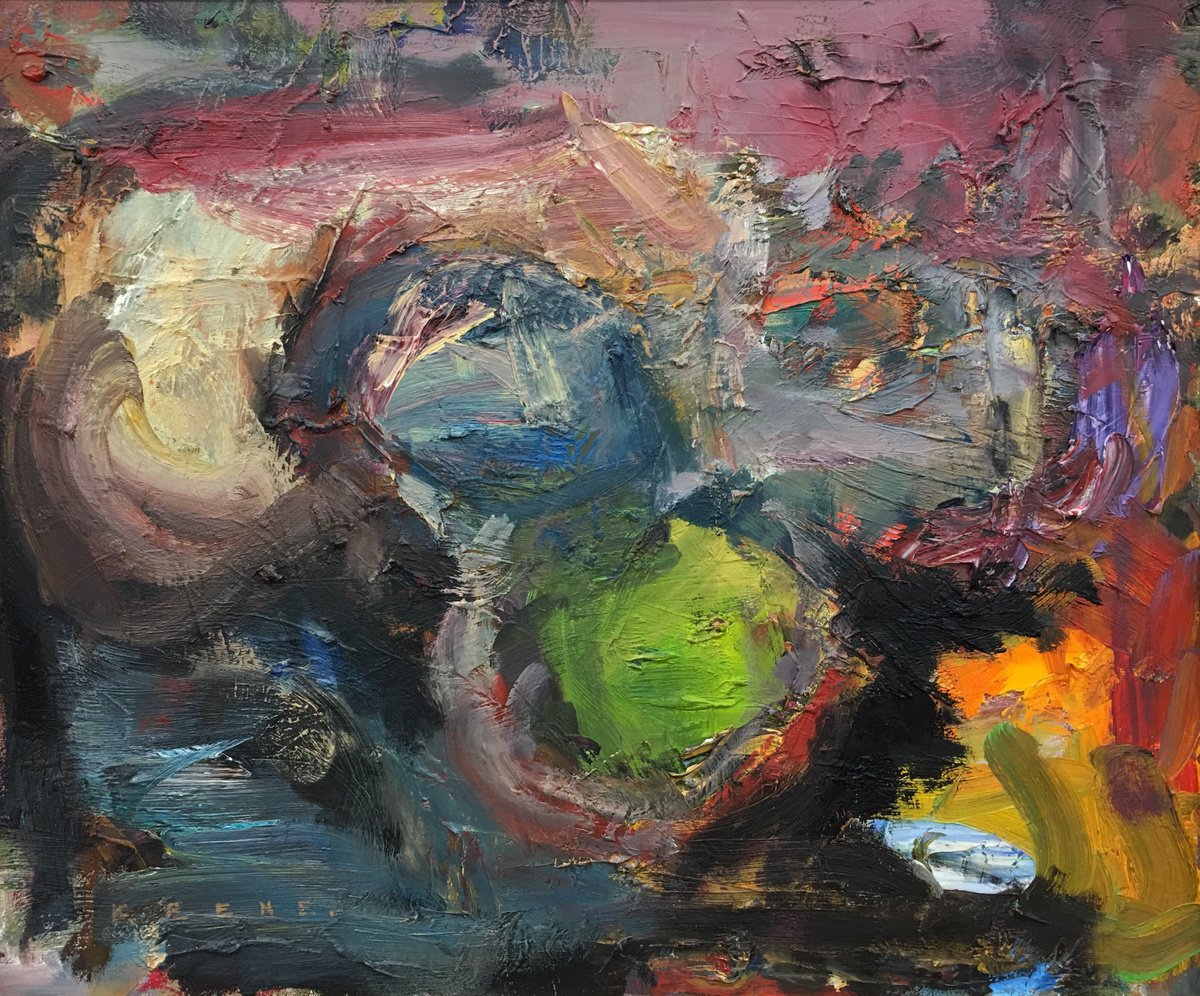 Organic Abstract Oil Painting By Don Keene, 24 X 20, Holding For Home, Original Artwork