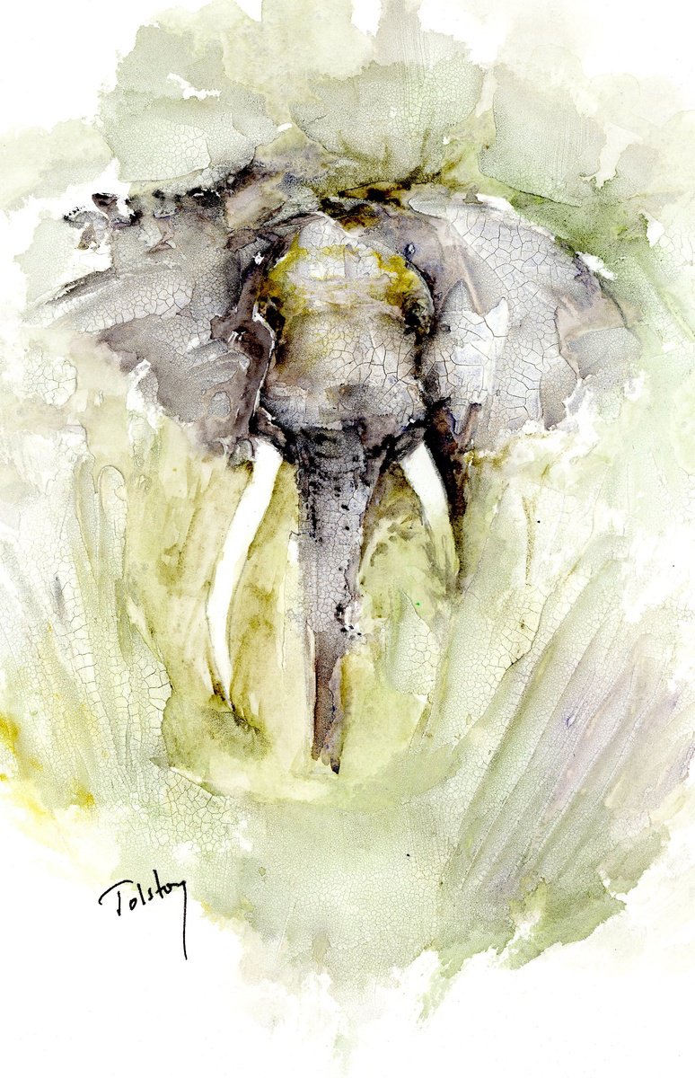 Impressionistic Animal Watercolour By Alex Tolstoy, 8 X 12, Out Of The Bush, Original Artwork