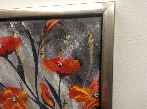 Red Poppies in a Gold Frame