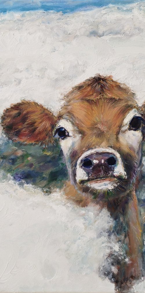 A Cow Looking Through The Clouds by Jura Kuba Art