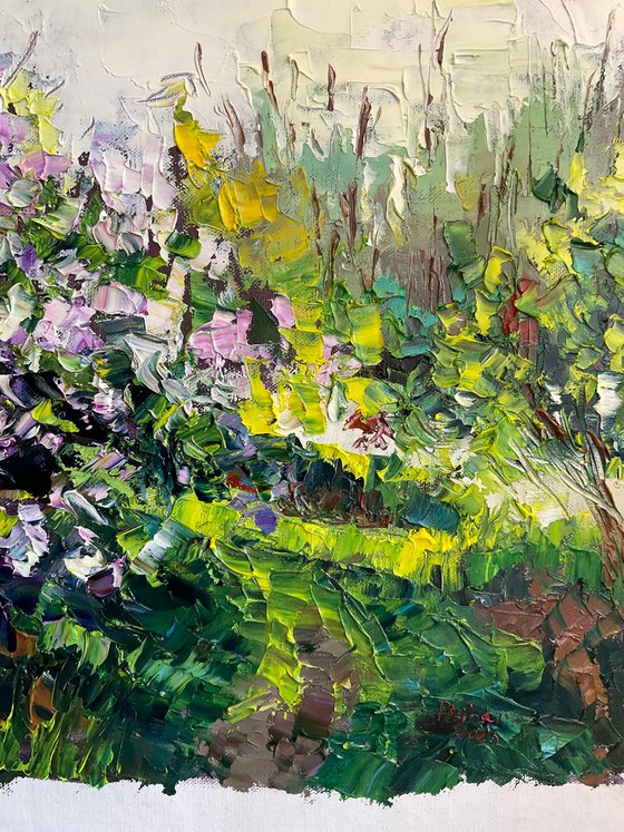 Lilac on green background