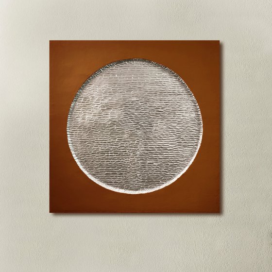 "Copper Mars" Copper silver textured art