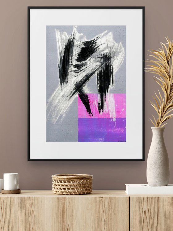 Bright Purple Abstract on Gray