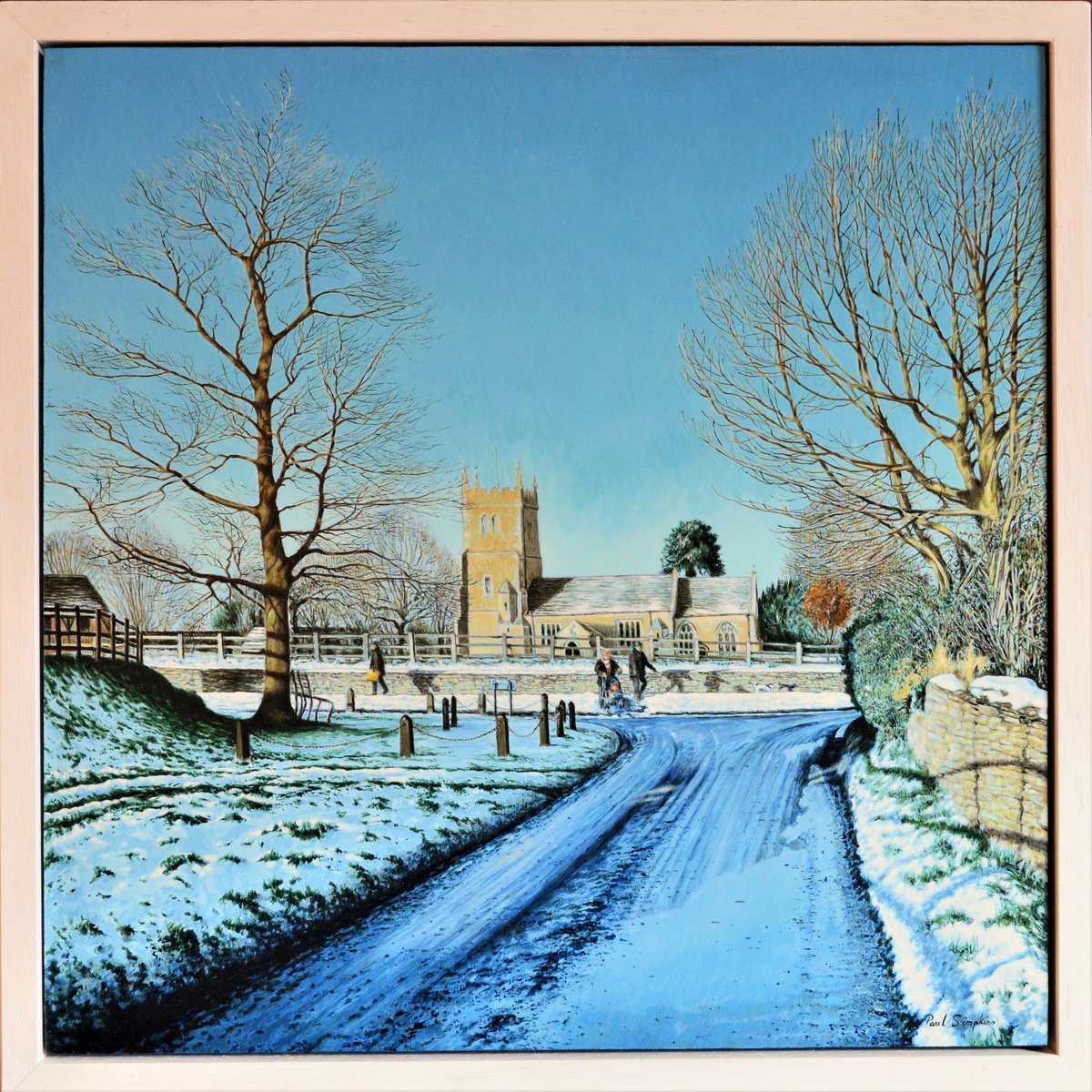 Oil Painting , Winter Sun (Great Somerford) By Paul Simpkins, 13 X 13, Artwork For Sale On Artfinder