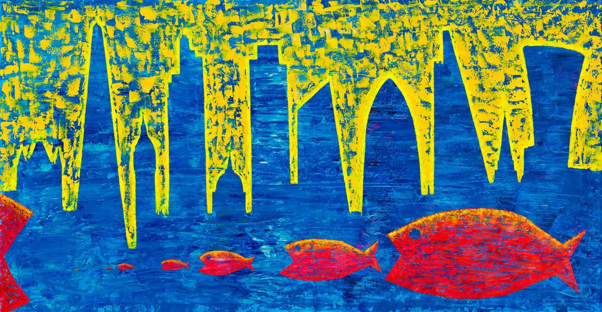 Impressionistic Cityscapes Acrylic Painting By Denys Kuvaiev, 80 X 41, London New, Original Artwork