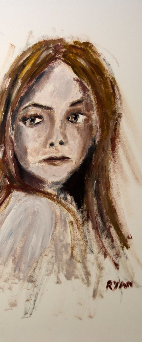 Sketch Of Girl In Oil by Ryan  Louder