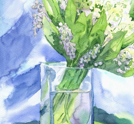 Ukrainian watercolour. Spring. Lilies of the valley