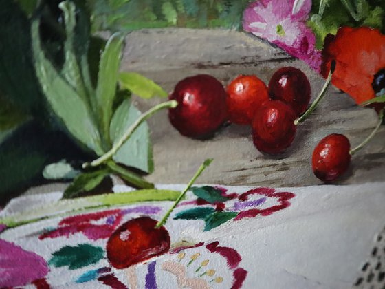 Pink peonies in a basket