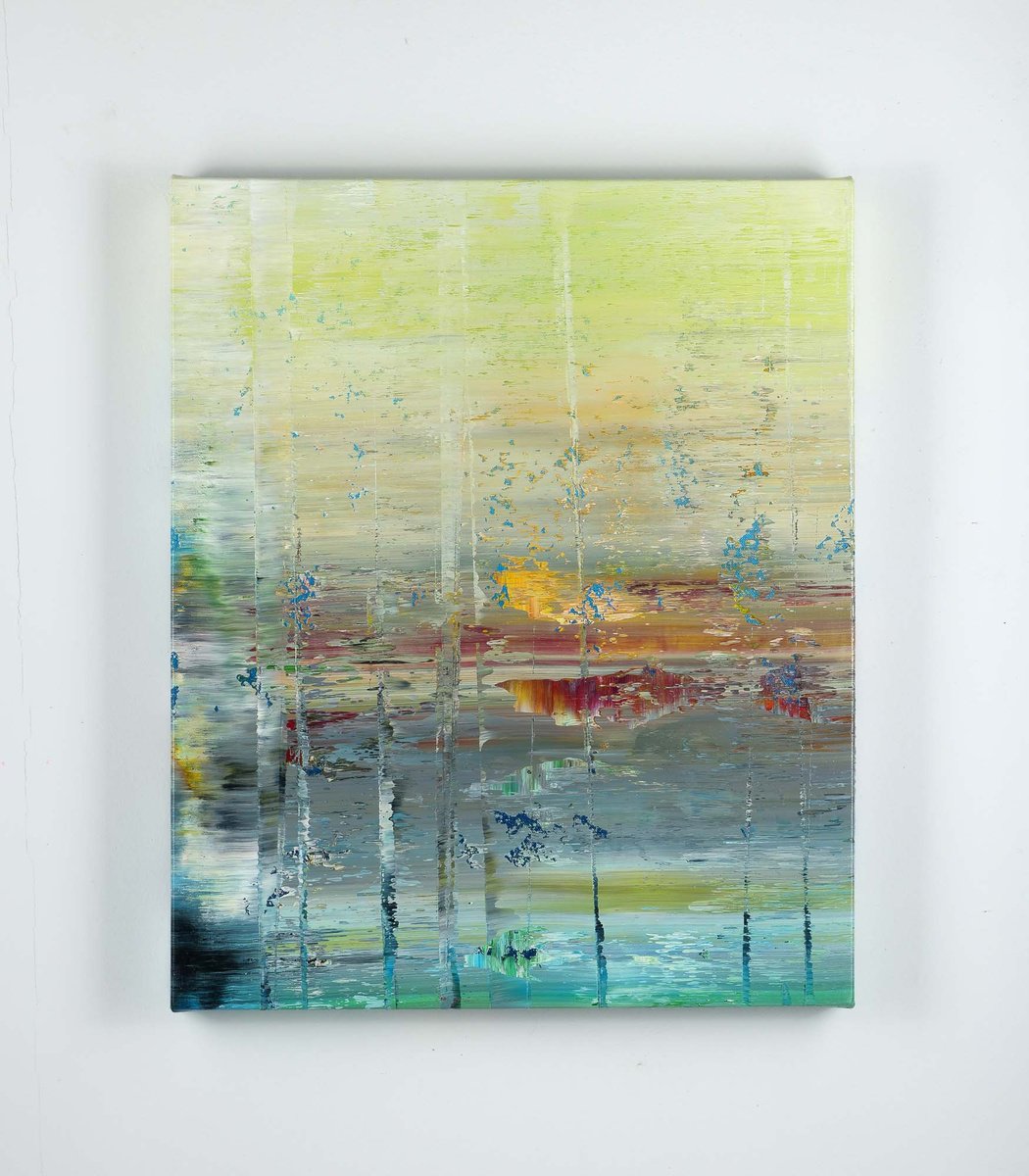 Organic Abstract Oil Painting By Vadim Shamanov, 19 X 23", Poplars Viii, Original Artwork