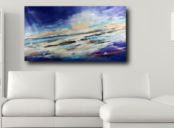 large landscape  painting 150x80 cm-large wall art   title : abstract-c397