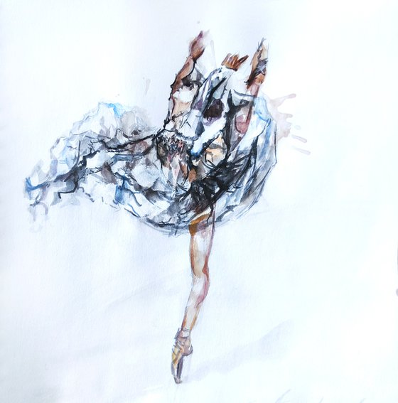 Ballerina watercolor drawing